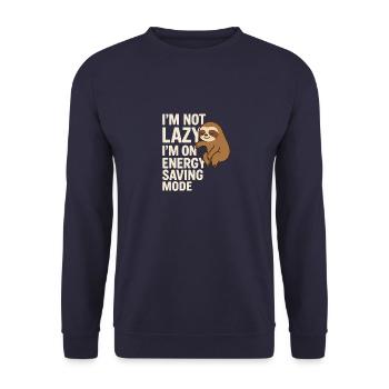 I’m Not Lazy – I’m on Energy Saving Mode - Unisex Pullover - Navy - Vorne - Alina (178cm) & Michal (187cm)