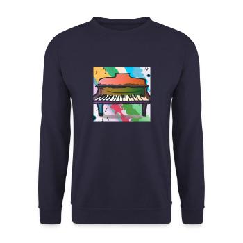 Kunterbuntes Piano - Unisex Pullover - Navy - Vorne - Alina (178cm) & Michal (187cm)
