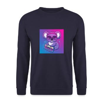 Funny Koala with Cassette - 80s Vibes - Unisex Sweatshirt - navy - Front - Alina (178cm) & Michal (187cm)