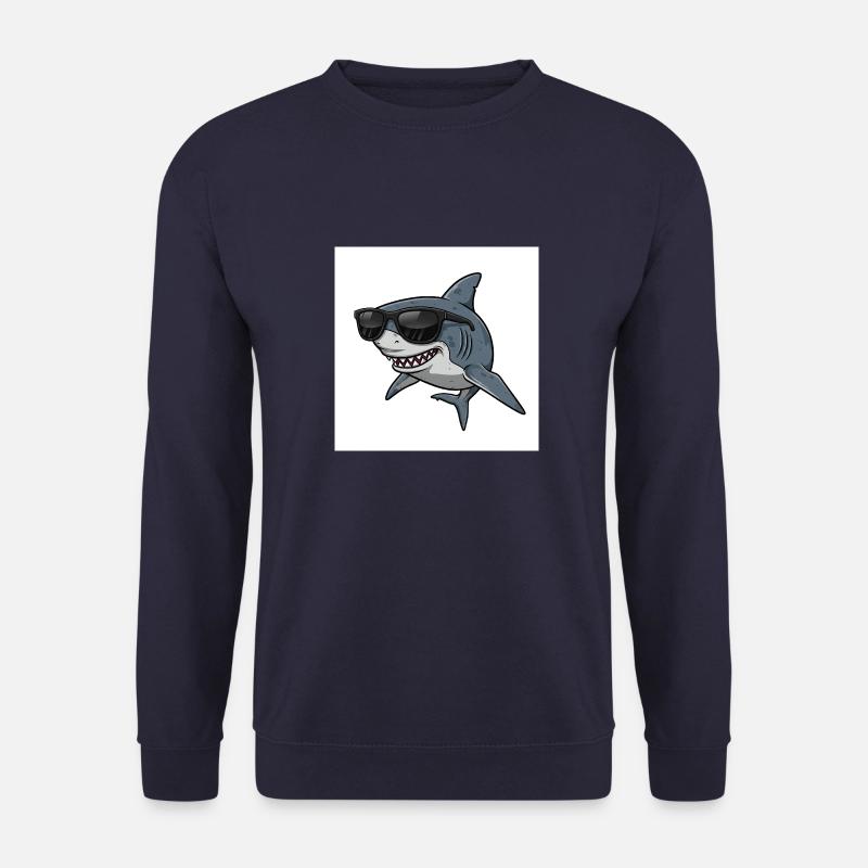 Cooler Hai mit Sonnenbrille - Unisex Pullover - Navy
