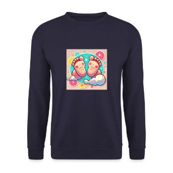 Zauberhafte Babyfüße – Der Anfang von etwas Großem - Unisex Pullover - Navy - Vorne - Alina (178cm) & Michal (187cm)