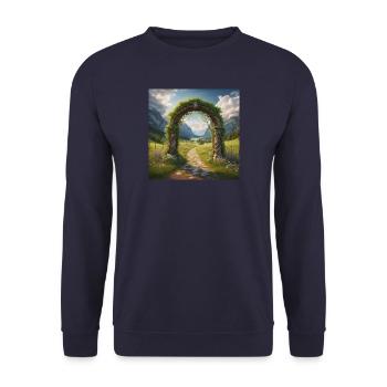 Torbogen in der Natur - Unisex Pullover - Navy - Vorne - Alina (178cm) & Michal (187cm)