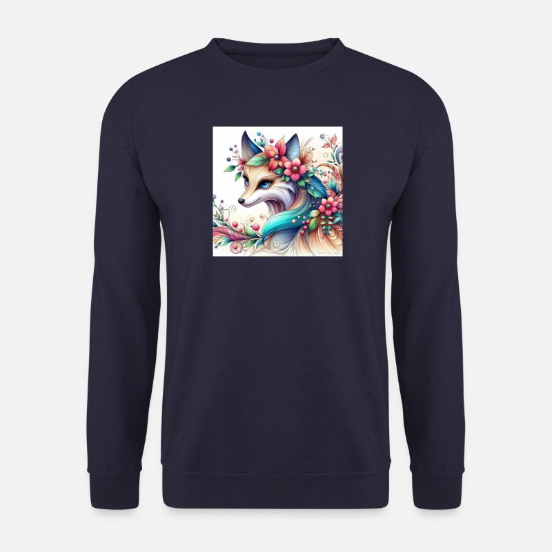 Fuchs mit Blumen - Unisex Pullover - Navy