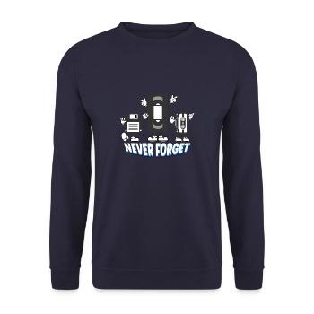 Never forget disk vhs casette - good old times - Unisex Pullover - Navy - Vorne - Alina (178cm) & Michal (187cm)