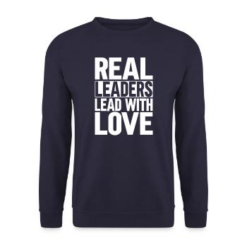 Les vrais leaders dirigent avec amour - Sweat-shirt Unisexe - marine - Devant - Alina (178cm) & Michal (187cm)