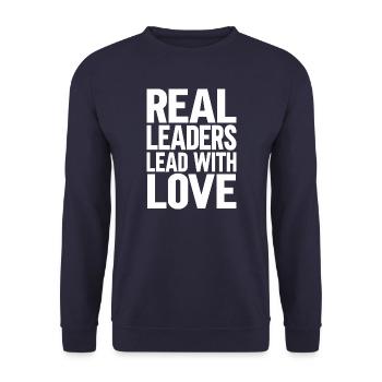 Les vrais leaders dirigent avec amour - Sweat-shirt Unisexe - marine - Devant - Alina (178cm) & Michal (187cm)