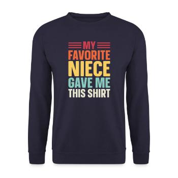 Meine Lieblingsnichte Hat Mir Das Geschenkt - Unisex Pullover - Navy - Vorne - Alina (178cm) & Michal (187cm)