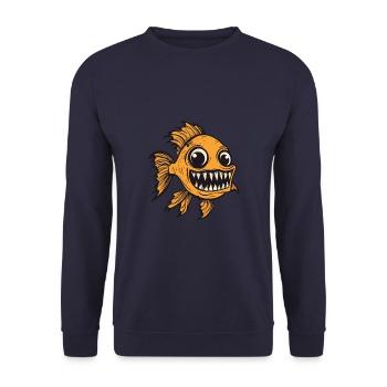 Goldfische Halloween Lustig Zombie - Unisex Pullover - Navy - Vorne - Alina (178cm) & Michal (187cm)