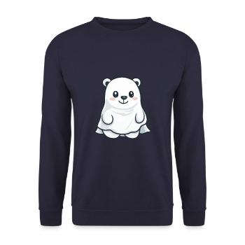 Eisbär Halloween Lustig Geist - Unisex Pullover - Navy - Vorne - Alina (178cm) & Michal (187cm)