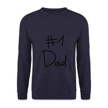 # 1 Dad - Best Father - Unisex Sweatshirt - navy - Front - Alina (178cm) & Michal (187cm)