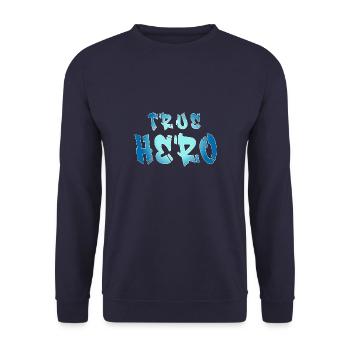 WAHRER HELD - TRUE HERO - Unisex Pullover - Navy - Vorne - Alina (178cm) & Michal (187cm)