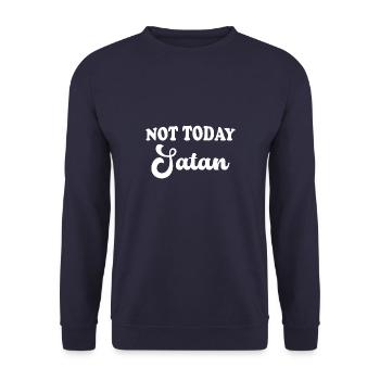 Pas aujourd’hui, Satan - drôle de design chrétien - Sweat-shirt Unisexe - marine - Devant - Alina (178cm) & Michal (187cm)