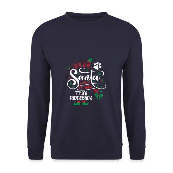 Weihnachten Santa Hunderasse Thai Ridgeback - Unisex Pullover - Navy - Vorne - Alina (178cm) & Michal (187cm)