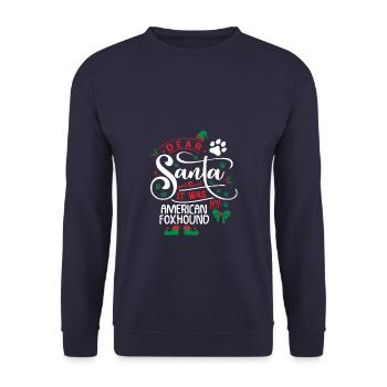 Weihnachten Santa Hunderasse American Foxhound - Unisex Pullover - Navy - Vorne - Alina (178cm) & Michal (187cm)
