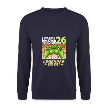 26. Geburtstag Gamer zocken Geburtstjahr 1997 - Unisex Pullover - Navy - Vorne - Alina (178cm) & Michal (187cm)