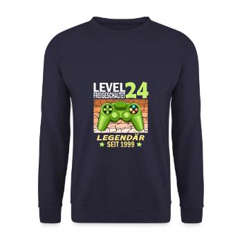 24. Geburtstag Gamer zocken Geburtstjahr 1999 - Unisex Pullover - Navy - Vorne - Alina (178cm) & Michal (187cm)