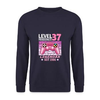 37. Geburtstag Gamer zocken Geburtstjahr 1986 - Unisex Pullover - Navy - Vorne - Alina (178cm) & Michal (187cm)