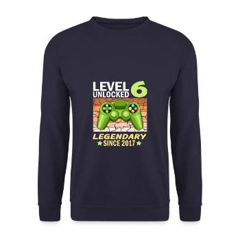 6. Geburtstag Gamer zocken Geburtstjahr 2017 - Unisex Pullover - Navy - Vorne - Alina (178cm) & Michal (187cm)