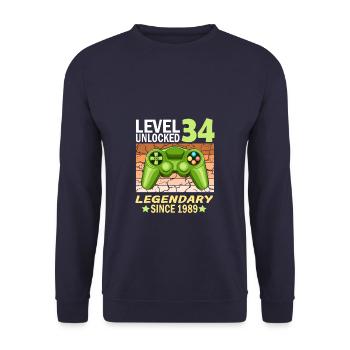 34. Geburtstag Gamer zocken Geburtstjahr 1989 - Unisex Pullover - Navy - Vorne - Alina (178cm) & Michal (187cm)