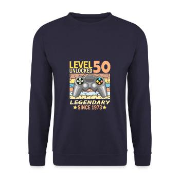 50. Geburtstag Gamer zocken Geburtstjahr 1973 - Unisex Pullover - Navy - Vorne - Alina (178cm) & Michal (187cm)
