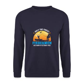 Oktober 1982 - 40. Geburtstag Geschenk. Angler. - Unisex Pullover - Navy - Vorne - Alina (178cm) & Michal (187cm)