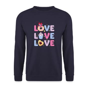 Miraculous Love Love Love Schriftzüge - Unisex Pullover - Navy - Vorne - Alina (178cm) & Michal (187cm)