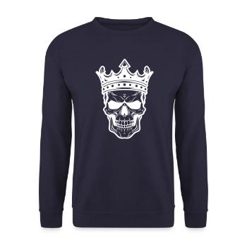 King Skull - Unisex Sweatshirt - navy - Front - Alina (178cm) & Michal (187cm)