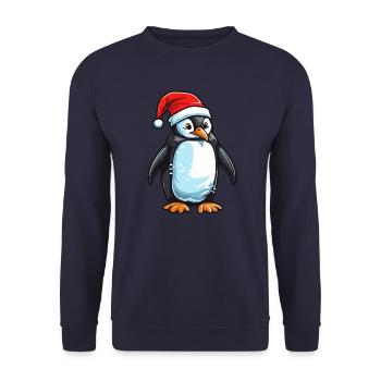 Tête d’animal de Noël pingouin - Sweat-shirt Unisexe - marine - Devant - Alina (178cm) & Michal (187cm)