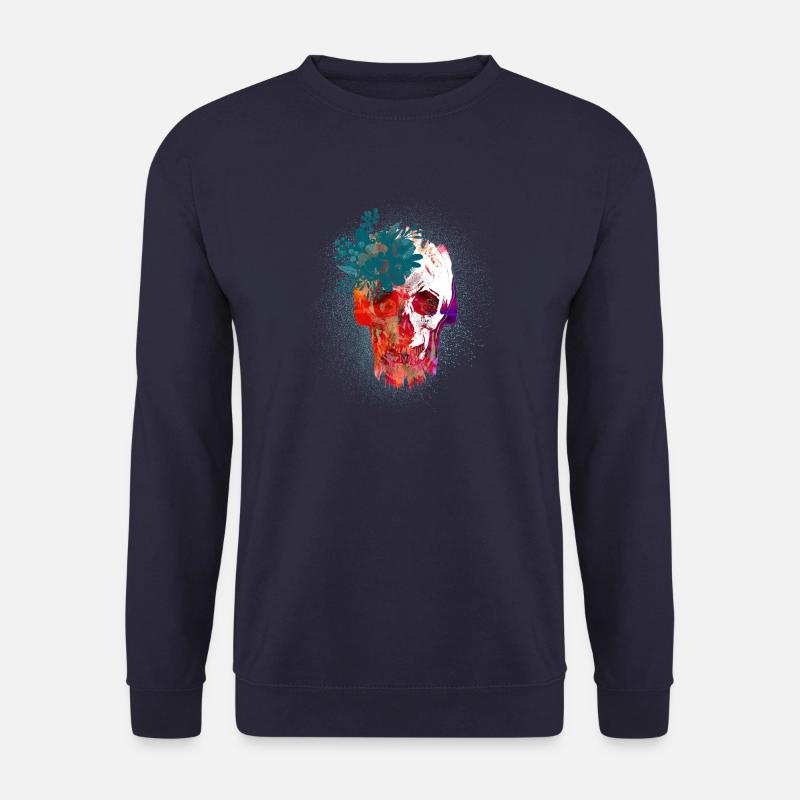 Totenkopf mit Blumen - Unisex Pullover - Navy