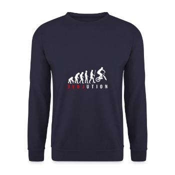 Evolution of the Man BMX Bicycle Jump Trick jump - Unisex Sweatshirt - navy - Front - Alina (178cm) & Michal (187cm)