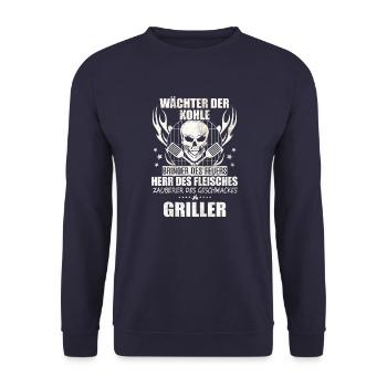 Grillen / Grillsaison - Unisex Pullover - Navy - Vorne - Alina (178cm) & Michal (187cm)