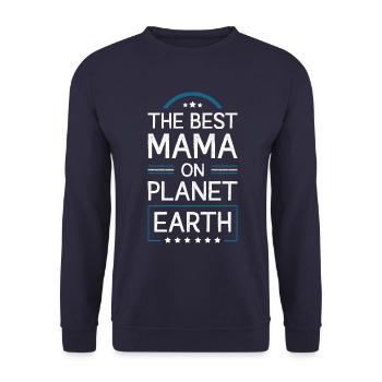 Beste Mama Spruch Mutter Mom - Unisex Pullover - Navy - Vorne - Alina (178cm) & Michal (187cm)