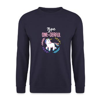 Diabetes Wortspiel Typ Eins One-Derful Geschenk - Unisex Pullover - Navy - Vorne - Alina (178cm) & Michal (187cm)
