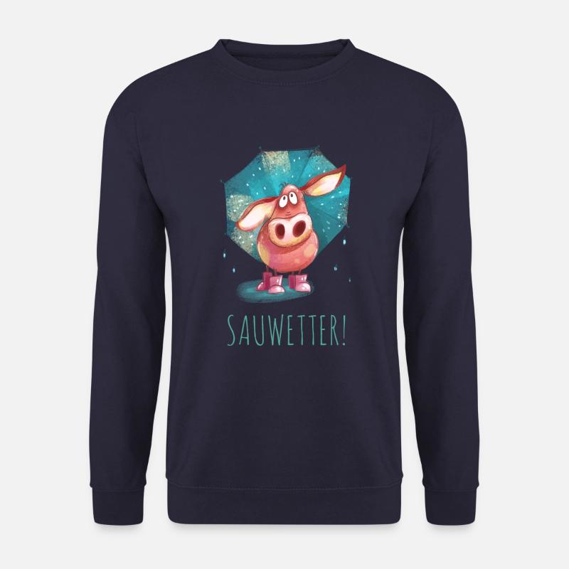 Sauwetter - mit Regenschirm und Gummistiefel geht - Unisex Pullover - Navy