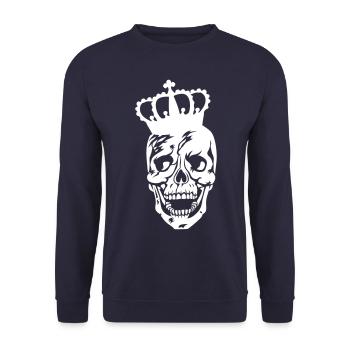 Totenkopf Skull King Krone - Unisex Pullover - Navy - Vorne - Alina (178cm) & Michal (187cm)
