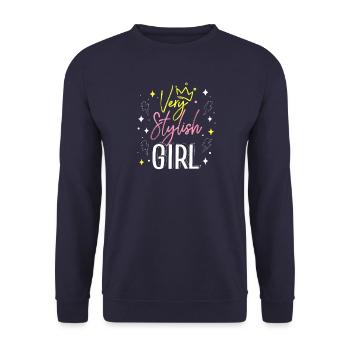 Very stylish girl - Unisex Pullover - Navy - Vorne - Alina (178cm) & Michal (187cm)