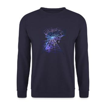 Spider, Spider Web, Purple Web, Halloween - Unisex Sweatshirt - navy - Front - Alina (178cm) & Michal (187cm)