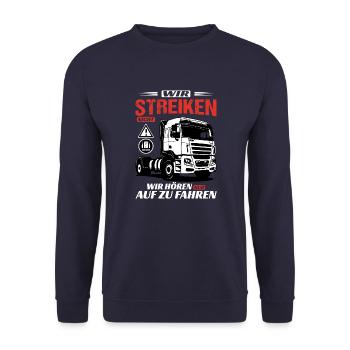 Protest Demo Streik für Spediteure und LKW Fahrer - Unisex Pullover - Navy - Vorne - Alina (178cm) & Michal (187cm)