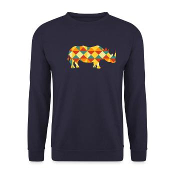 Nashorn Afrika Tier Tiere Safari Muster abstrakt - Unisex Pullover - Navy - Vorne - Alina (178cm) & Michal (187cm)