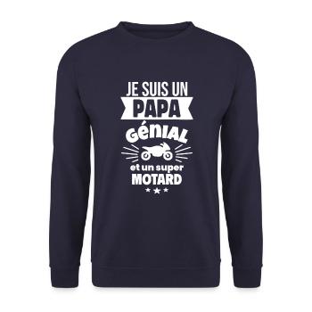 Je suis un papa génial et un super motard - Sweat-shirt Unisexe - marine - Devant - Alina (178cm) & Michal (187cm)
