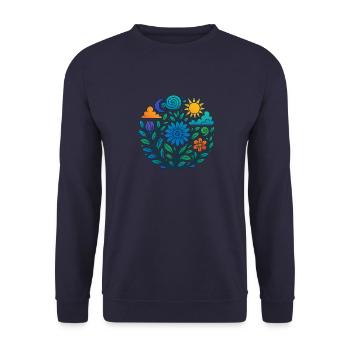 Mandala floral – Soleil, Lune et Nature - Sweat-shirt Unisexe - marine - Devant - Alina (178cm) & Michal (187cm)