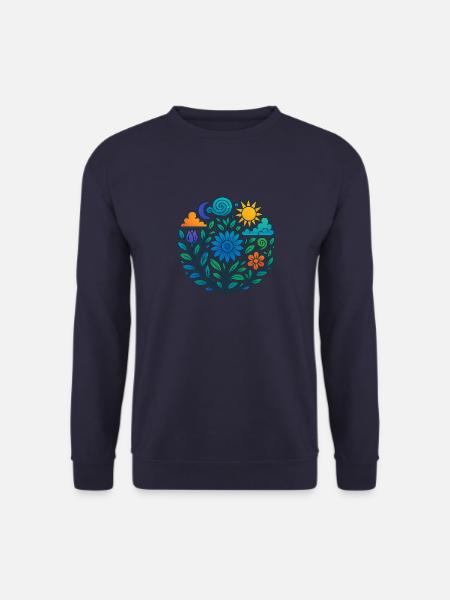 Florales Mandala – Sonne, Mond & Natur - Unisex Pullover - Navy