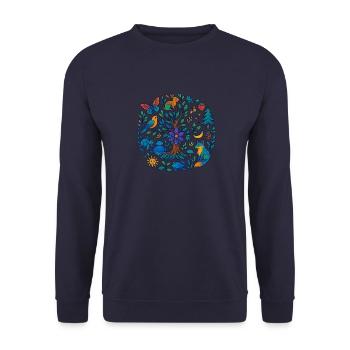 Waldfreunde im Naturkreis – für Natur-&Tierfreunde - Unisex Pullover - Navy - Vorne - Alina (178cm) & Michal (187cm)