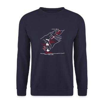 Olive OstwandTopo Watzmann T-Shirts - Unisex Pullover - Navy - Vorne - Alina (178cm) & Michal (187cm)