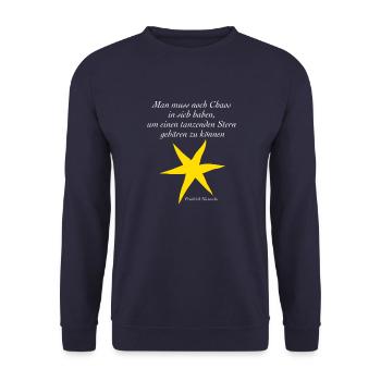 Tanzender Stern, Nietzsche - Unisex Pullover - Navy - Vorne - Alina (178cm) & Michal (187cm)
