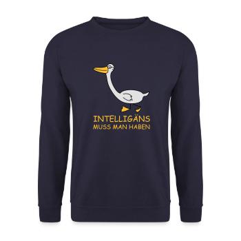 Intelligente Gans (b) - Unisex Pullover - Navy - Vorne - Alina (178cm) & Michal (187cm)