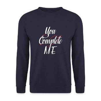 Valentine's Day You Complete Me Relationship Gift - Unisex Sweatshirt - navy - Front - Alina (178cm) & Michal (187cm)