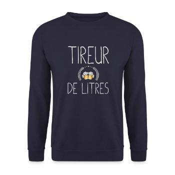 Tireur de litres cadeau humour alcool bière homme - Sweat-shirt Unisexe - marine - Devant - Alina (178cm) & Michal (187cm)