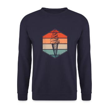 RETRO T-Shirt für Eisliebhaber... - Unisex Pullover - Navy - Vorne - Alina (178cm) & Michal (187cm)