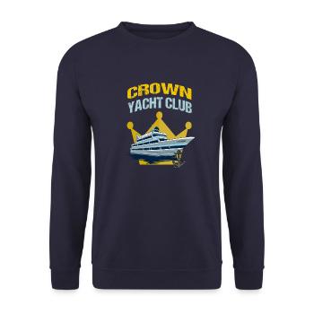 Yacht Club Kapitain Krone mit Anker - Unisex Pullover - Navy - Vorne - Alina (178cm) & Michal (187cm)